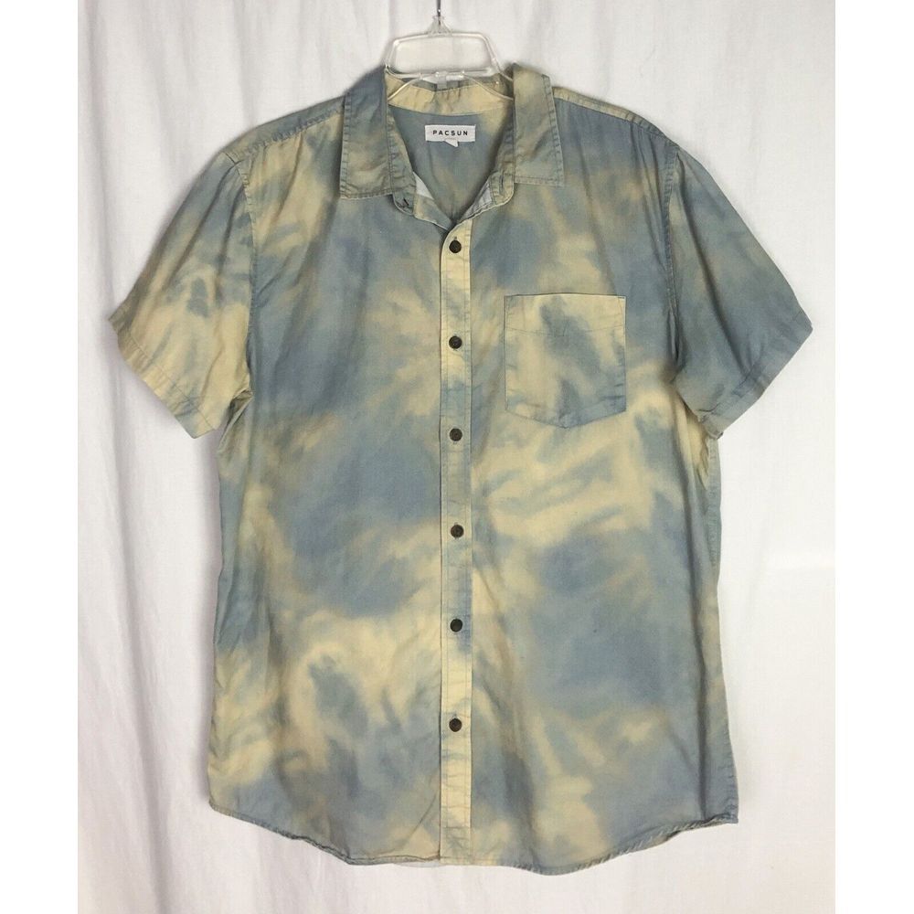 Pacsun Short Sleeve Button Front Shirt Men Size L Marble‎ Cotton